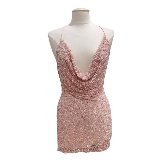 Retrofete Mich Sequin Dress Pastel Pink Size XS - Picture 5 of 8